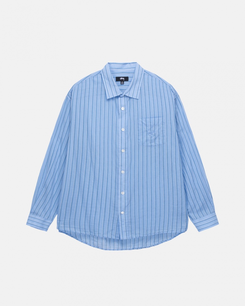 Camasa Barbati Stussy Light Weight Clasici Shirt Albastri | XYI-7123