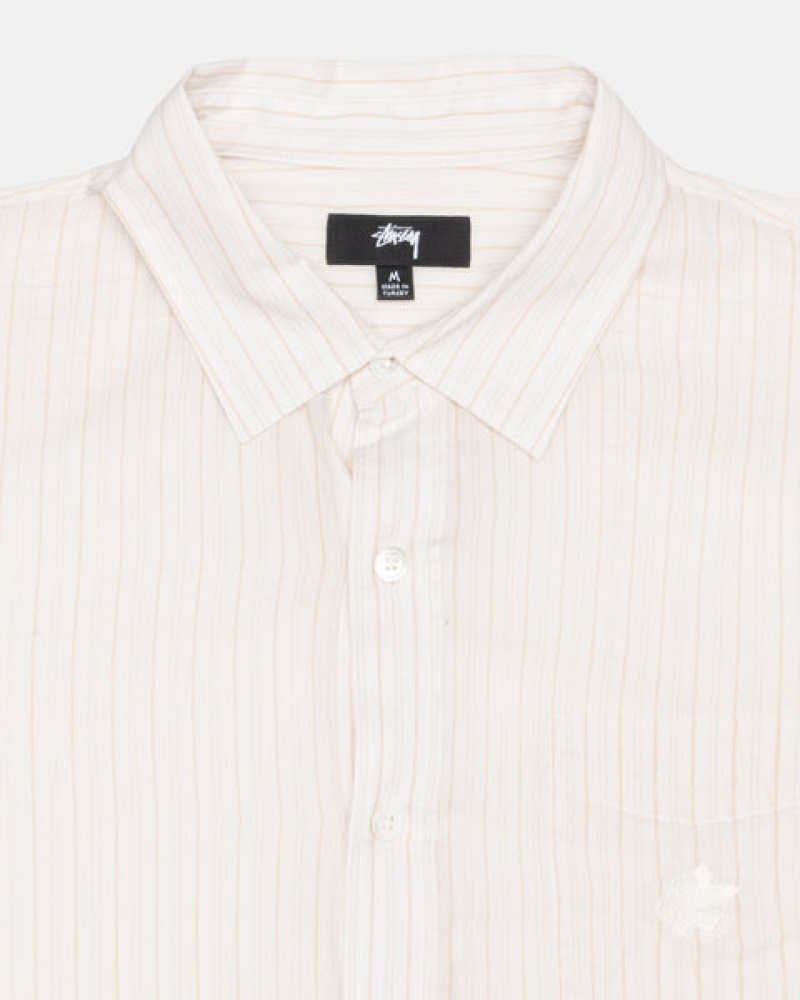 Camasa Barbati Stussy Light Weight Clasici Shirt Albi | XUF-8563