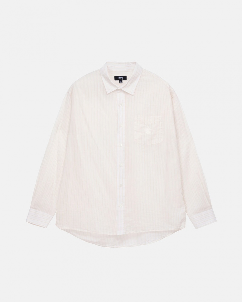 Camasa Barbati Stussy Light Weight Clasici Shirt Albi | XUF-8563