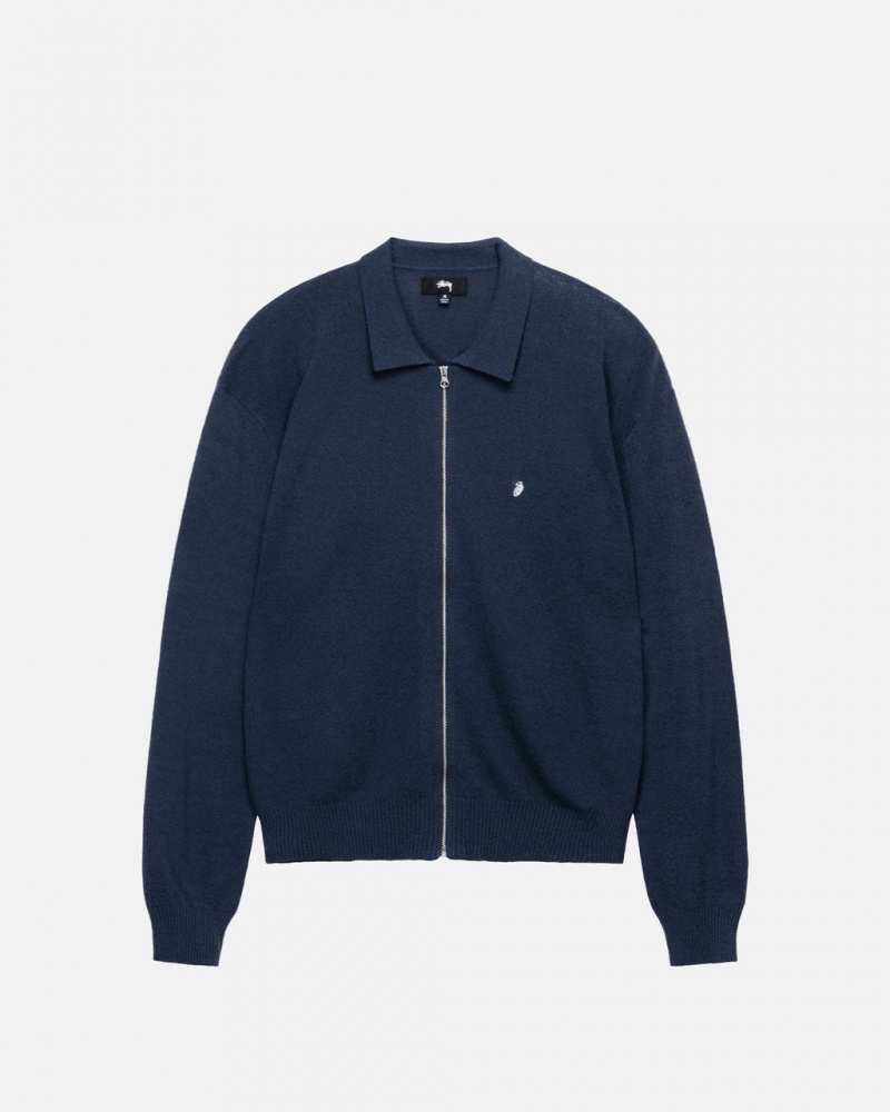 Camasa Barbati Stussy Light Weight Ls Zip Polo Bleumarin | UCG-8405