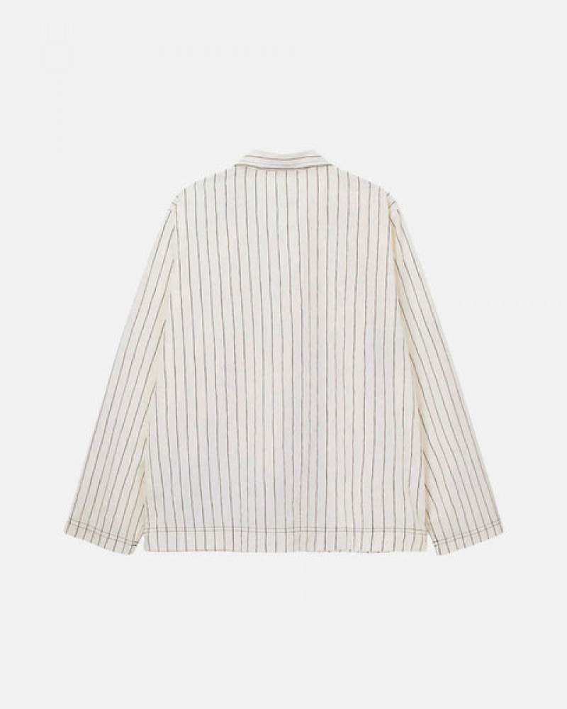 Camasa Barbati Stussy Tekla Poplin Pyjama Shirt Bej | SEV-7825