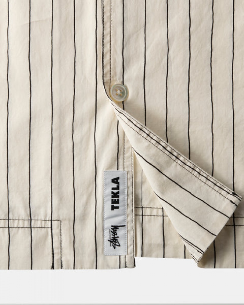 Camasa Barbati Stussy Tekla Poplin Pyjama Shirt Bej | SEV-7825