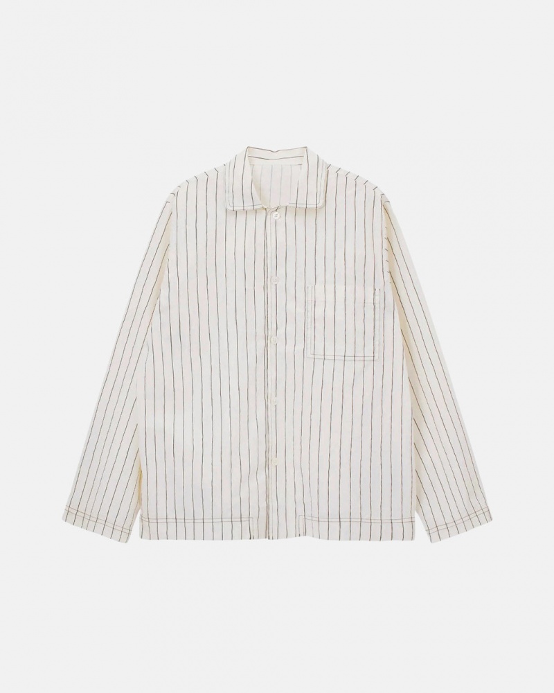 Camasa Barbati Stussy Tekla Poplin Pyjama Shirt Bej | SEV-7825