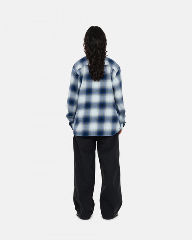 Camasa Dama Stussy Bay Plaid Shirt Bleumarin | ZCY-5097