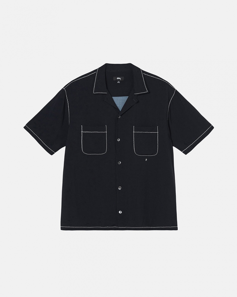 Camasa Dama Stussy Contrast Pick Stitched Shirt Negrii | GKX-4494