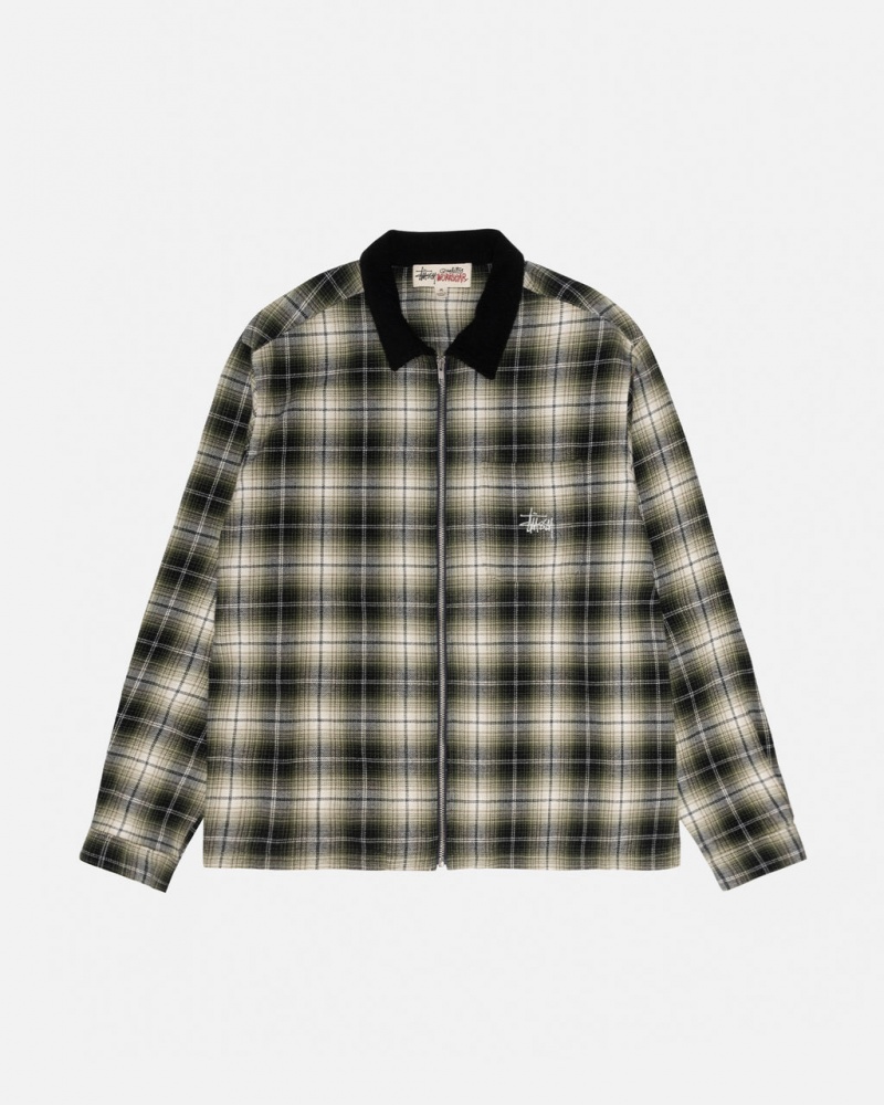 Camasa Dama Stussy Frank Plaid Zip Shirt Gri Inchis | KVD-5629