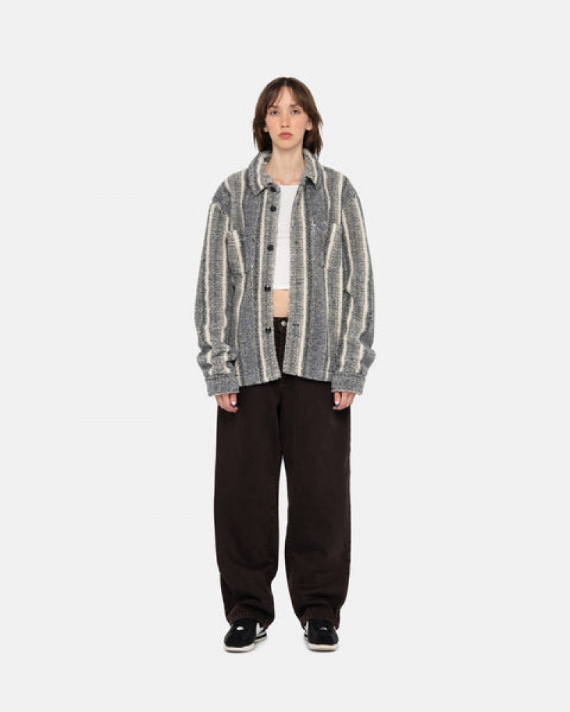 Camasa Dama Stussy In Dungi Sherpa Shirt Charcoal | LBX-2463