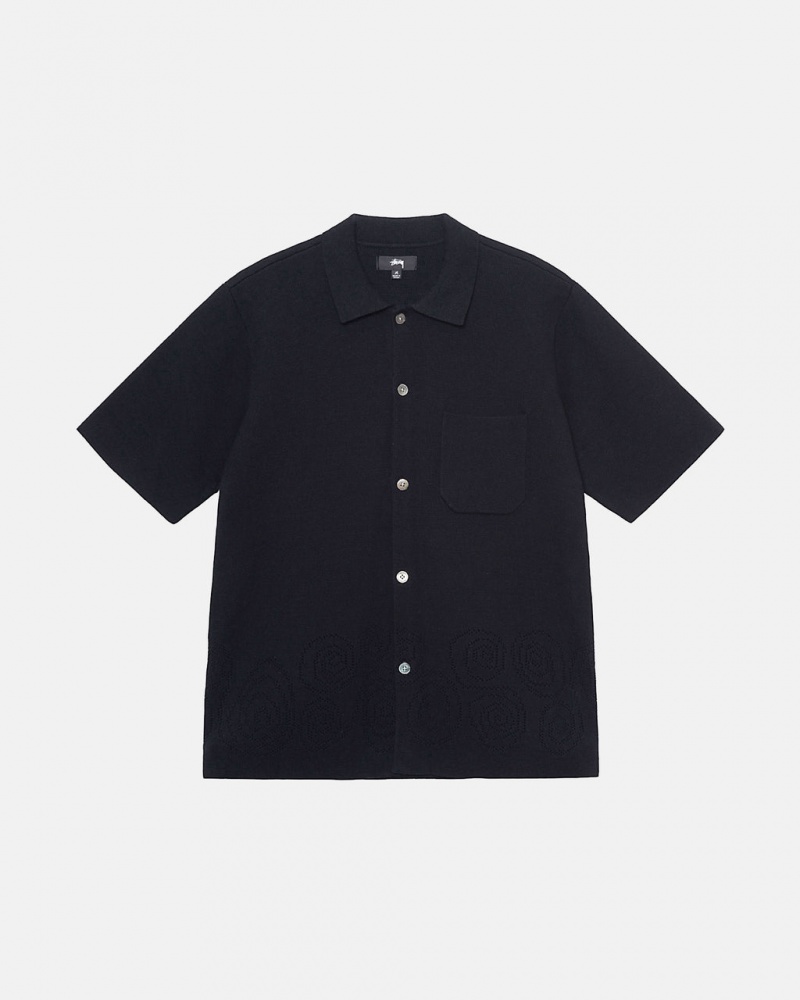 Camasa Dama Stussy Perforated Swirl Knit Shirt Negrii | GFG-9180