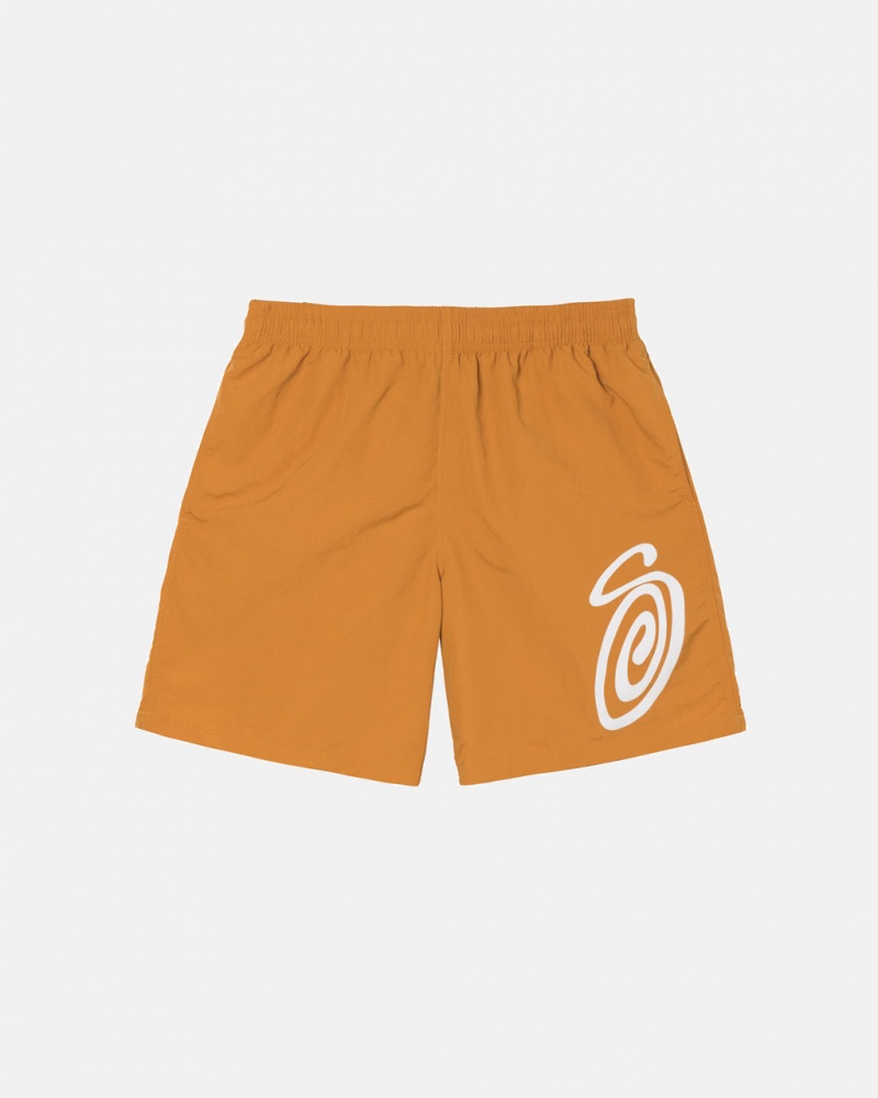 Costume De Baie Barbati Stussy Curly S Apa Scurte Portocalii | AVB-1063