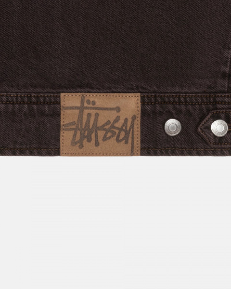 Denim Barbati Stussy Zip Lucru Jacket Denim Negrii | JTN-1920