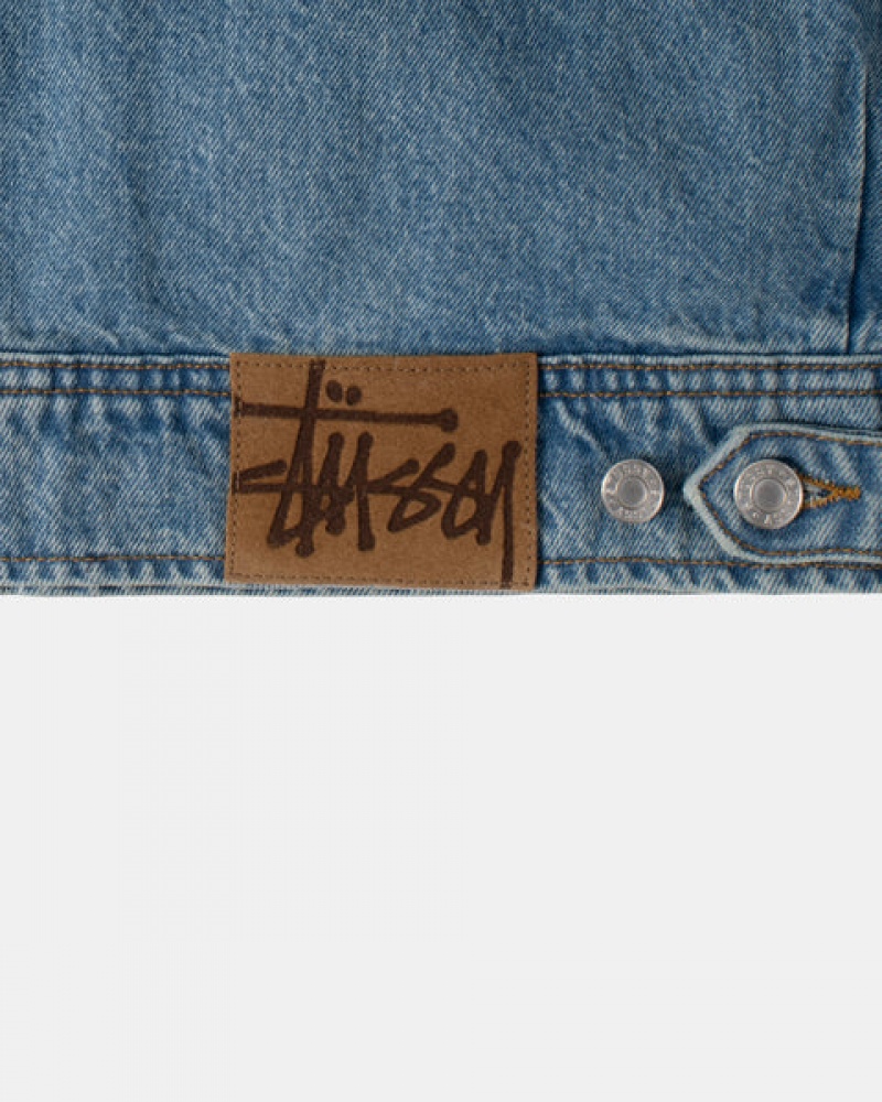 Denim Barbati Stussy Zip Lucru Jacket Denim Albastri | NYS-2531