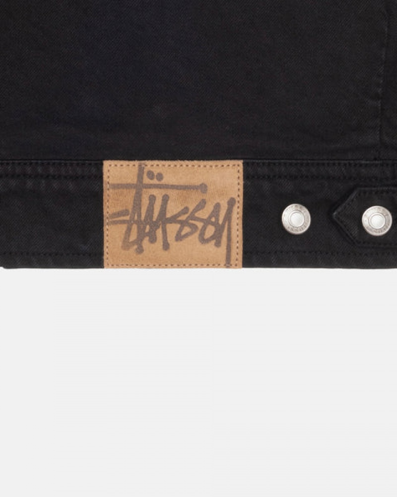 Denim Barbati Stussy Zip Lucru Jacket Overdyed Negrii Negrii | HLJ-5649