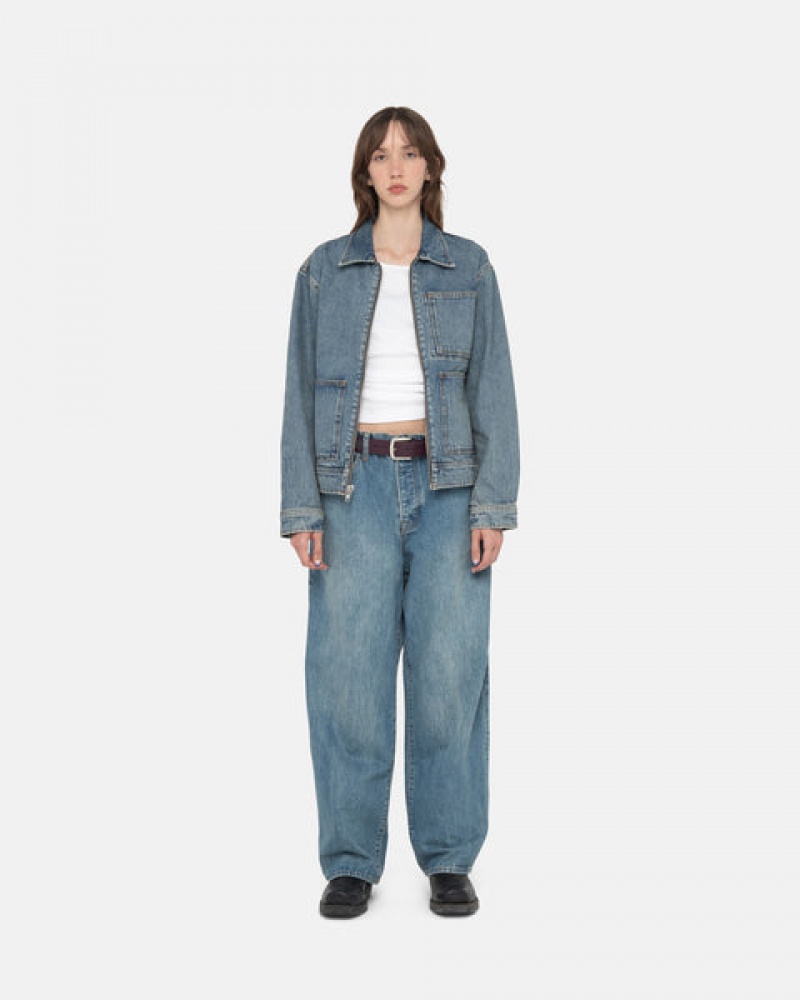 Denim Dama Stussy Big Ol' Jean Denim Albastri | EYV-7658