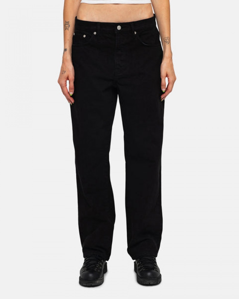 Denim Dama Stussy Clasici Jean Overdyed Negrii | QJV-3595