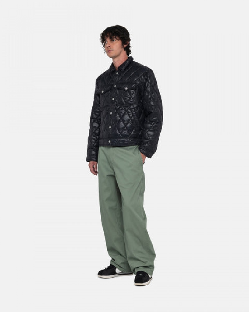 Geci Barbati Stussy Ranch Jacket Matlasat Nailon Negrii | RYH-6831