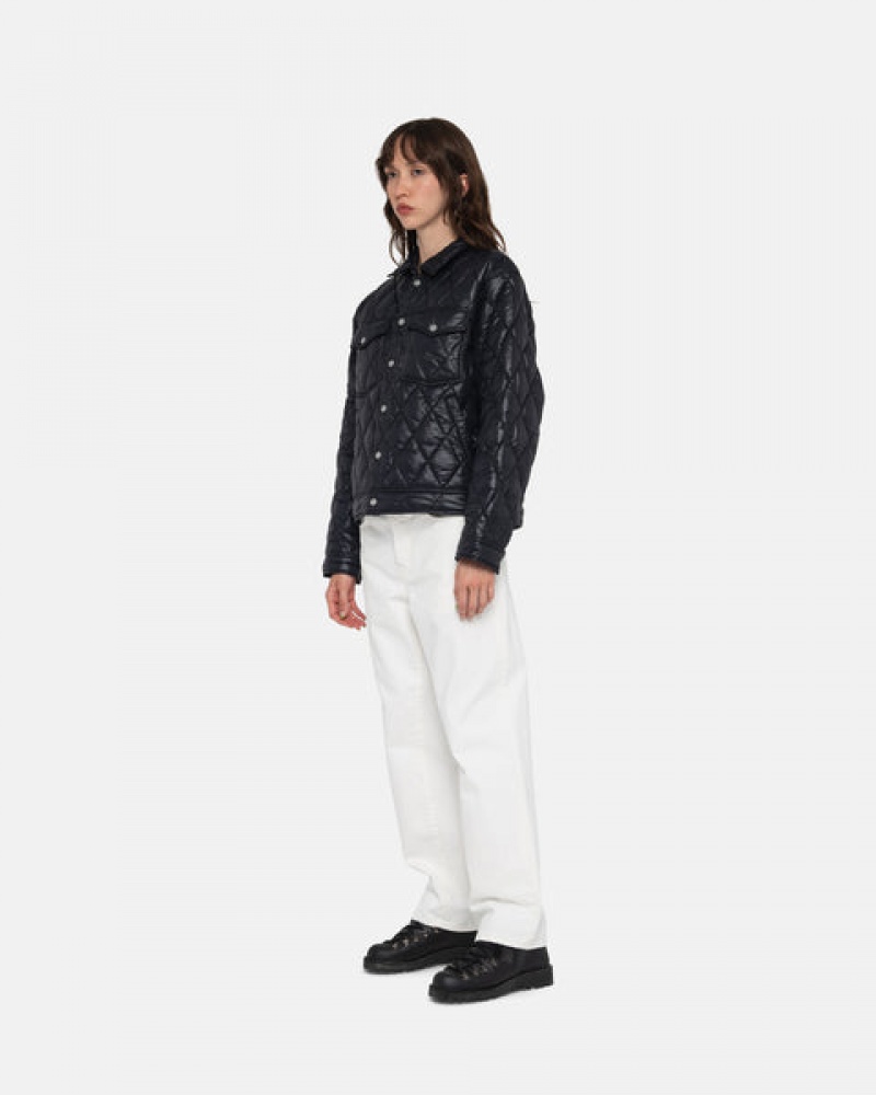 Geci Barbati Stussy Ranch Jacket Matlasat Nailon Negrii | RYH-6831