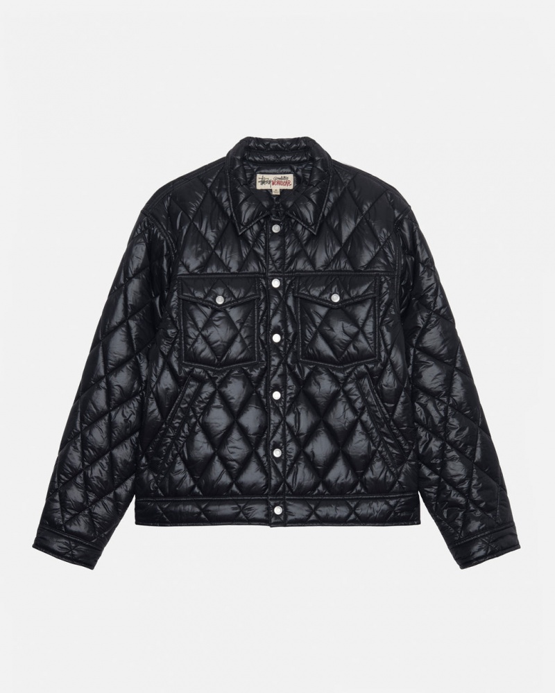 Geci Barbati Stussy Ranch Jacket Matlasat Nailon Negrii | RYH-6831