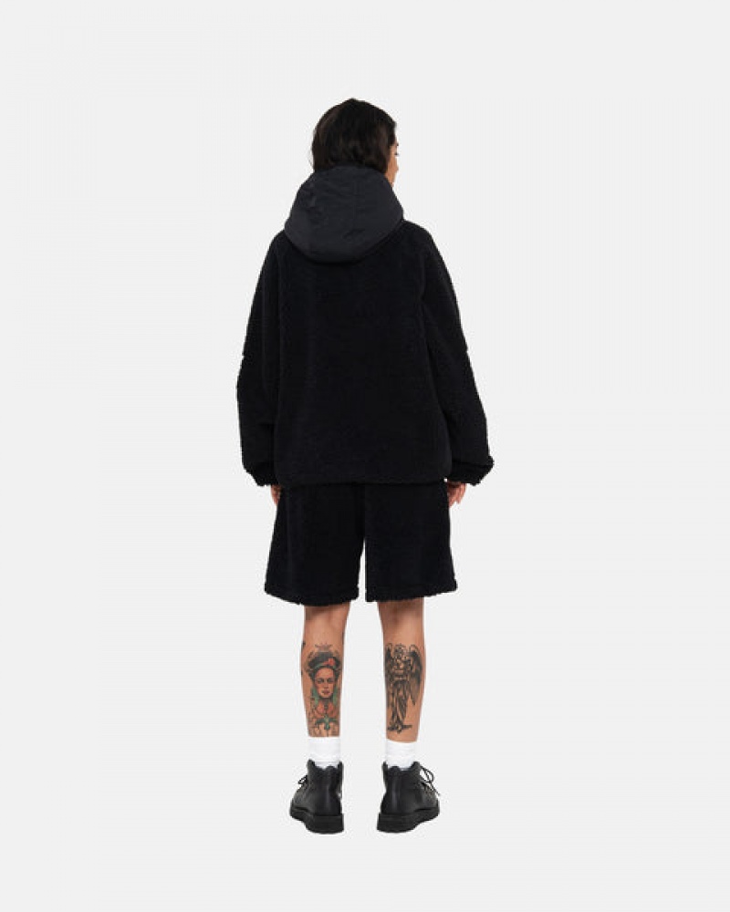 Geci Barbati Stussy Sherpa Paneled Cu Glugă Jacket Negrii | NUF-6895