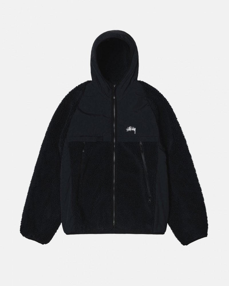 Geci Barbati Stussy Sherpa Paneled Cu Glugă Jacket Negrii | NUF-6895