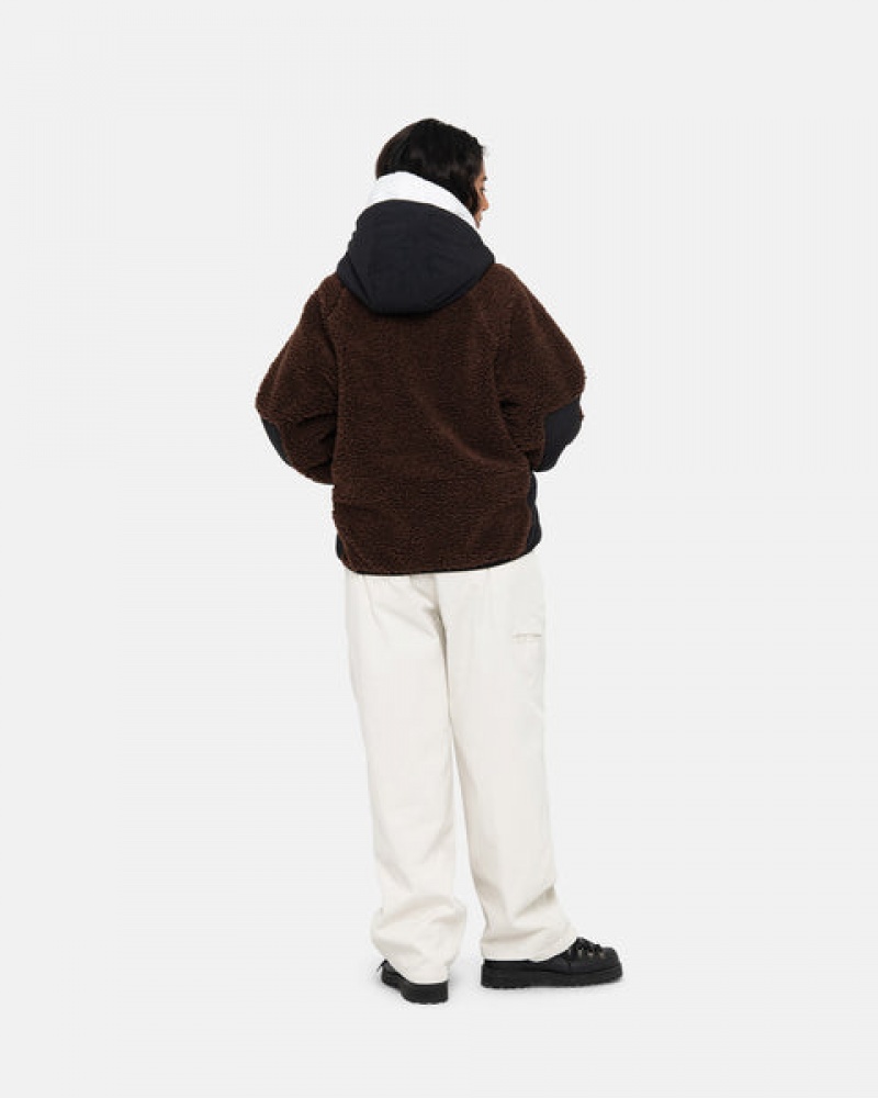 Geci Barbati Stussy Sherpa Paneled Cu Glugă Jacket Maro | ESQ-9155