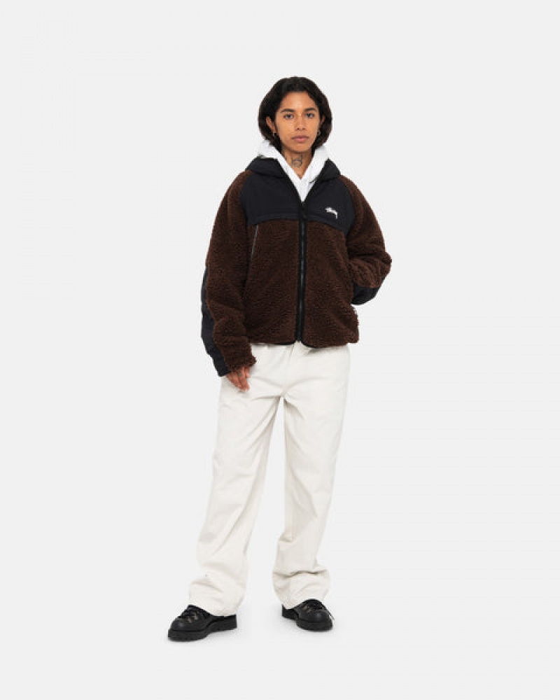 Geci Barbati Stussy Sherpa Paneled Cu Glugă Jacket Maro | ESQ-9155