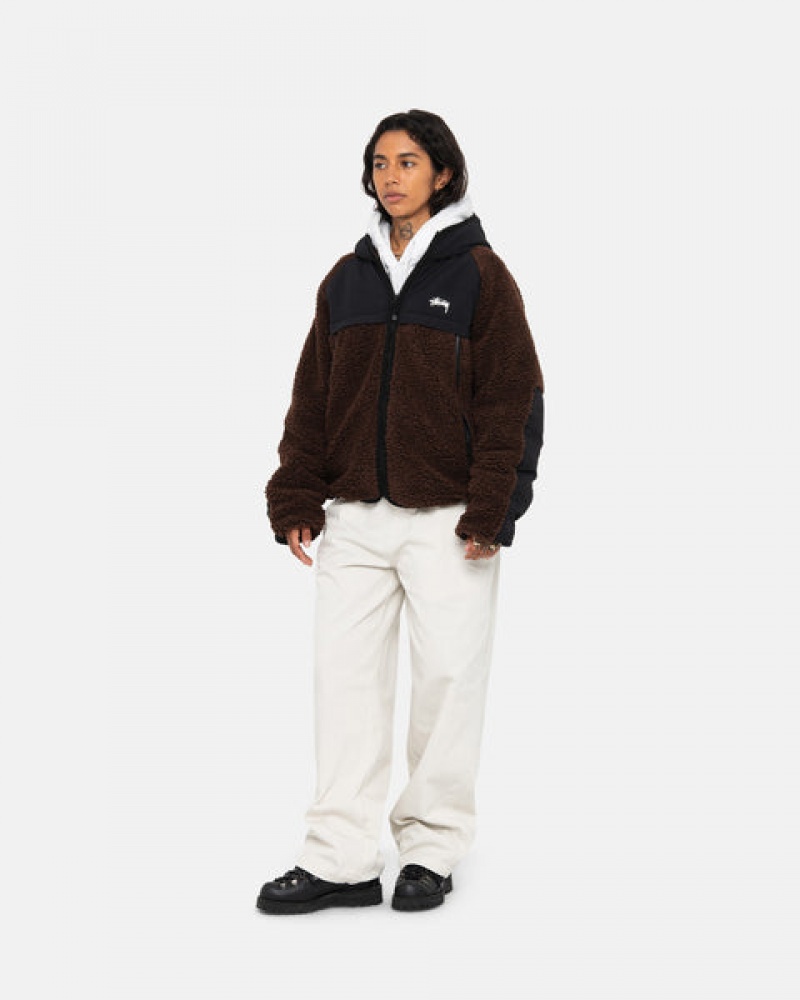 Geci Barbati Stussy Sherpa Paneled Cu Glugă Jacket Maro | ESQ-9155