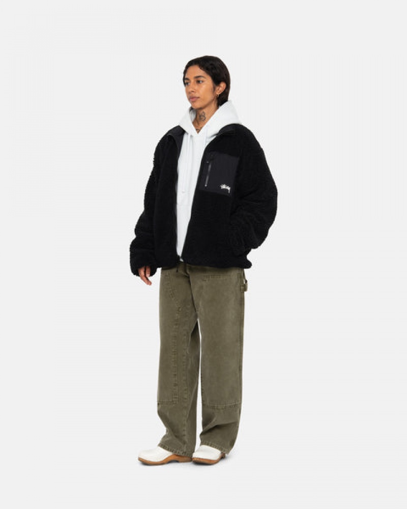 Geci Barbati Stussy Sherpa Reversible Jacket Negrii | UMO-7843