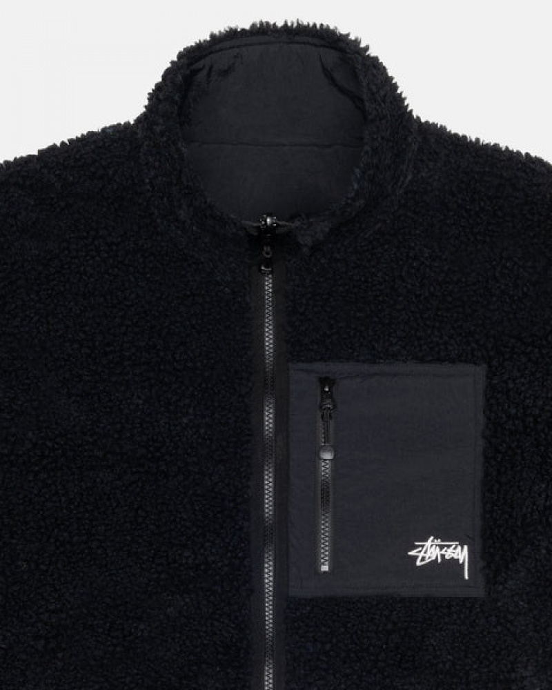 Geci Barbati Stussy Sherpa Reversible Jacket Negrii | UMO-7843