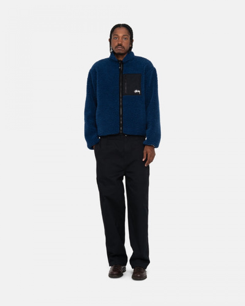 Geci Barbati Stussy Sherpa Reversible Jacket Albastri | EEP-7197