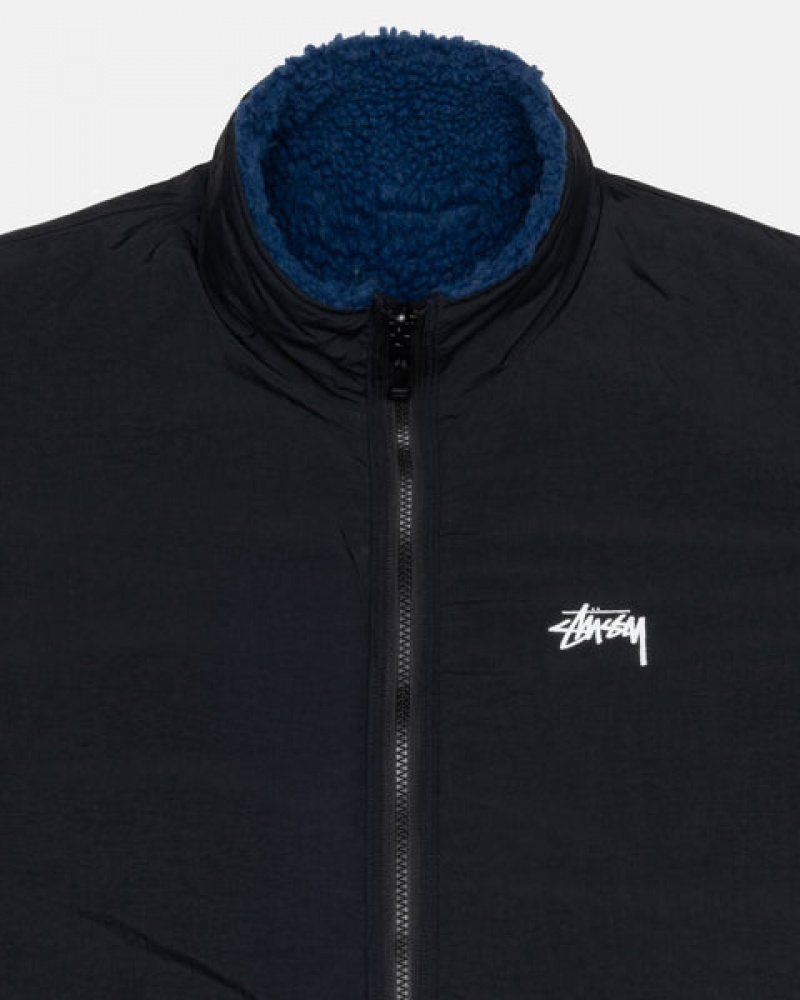 Geci Barbati Stussy Sherpa Reversible Jacket Albastri | EEP-7197