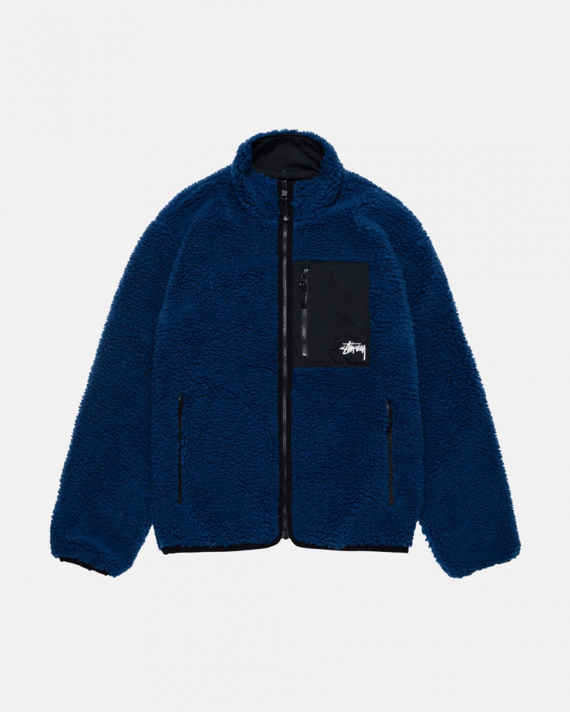 Geci Barbati Stussy Sherpa Reversible Jacket Albastri | EEP-7197