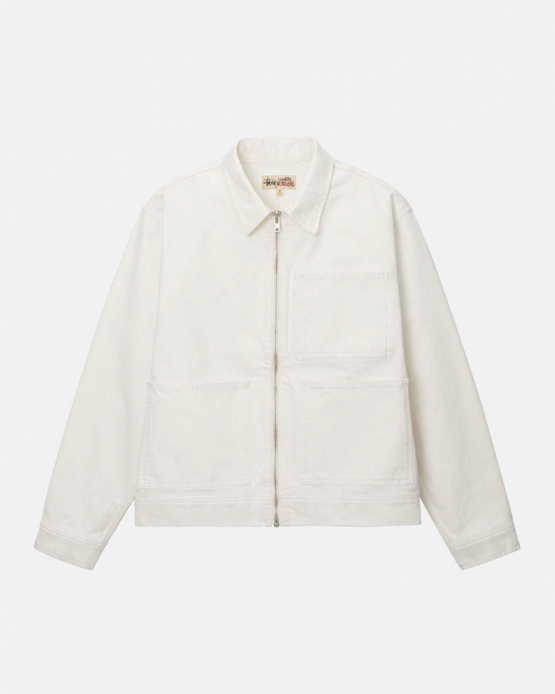 Geci Barbati Stussy Zip Lucru Jacket Overdyed Bej | RAJ-7923