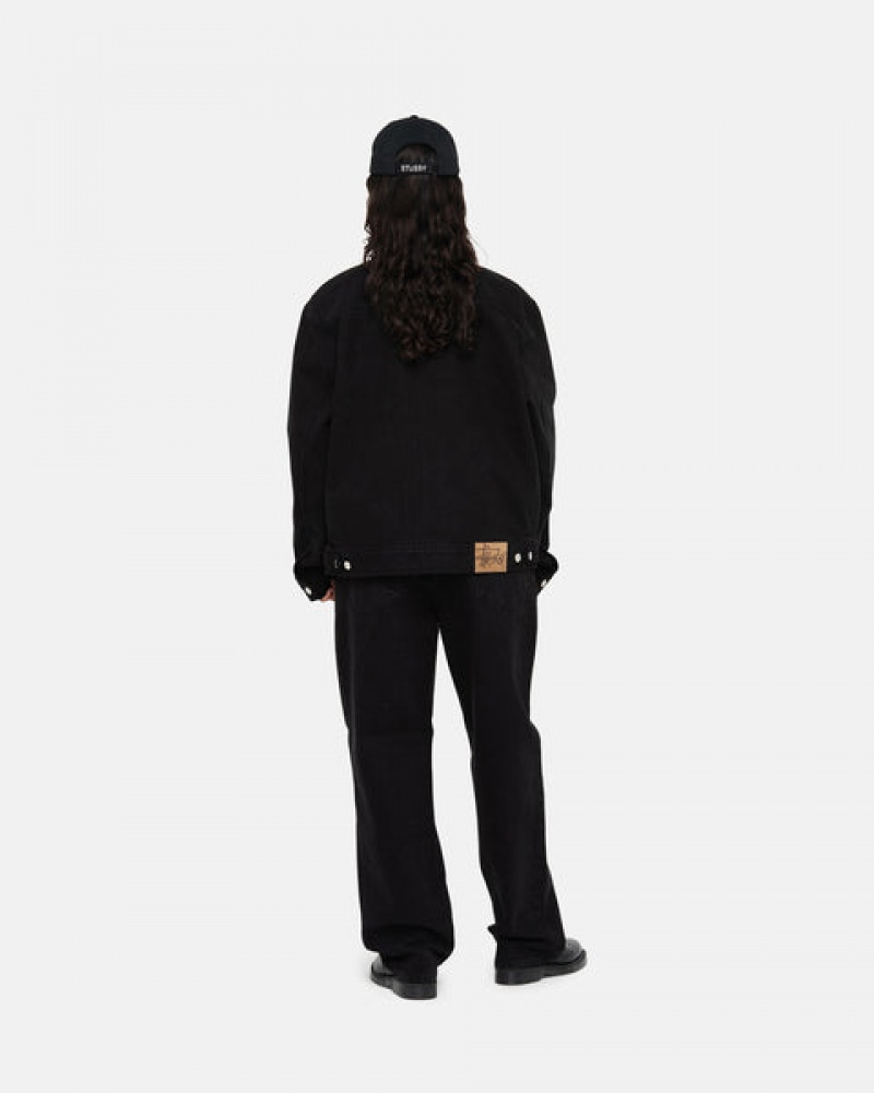 Geci Barbati Stussy Zip Lucru Jacket Overdyed Negrii Negrii | DIX-7571