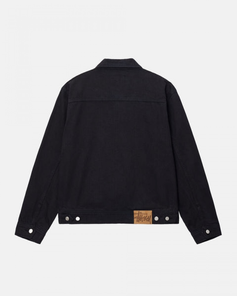 Geci Barbati Stussy Zip Lucru Jacket Overdyed Negrii Negrii | DIX-7571