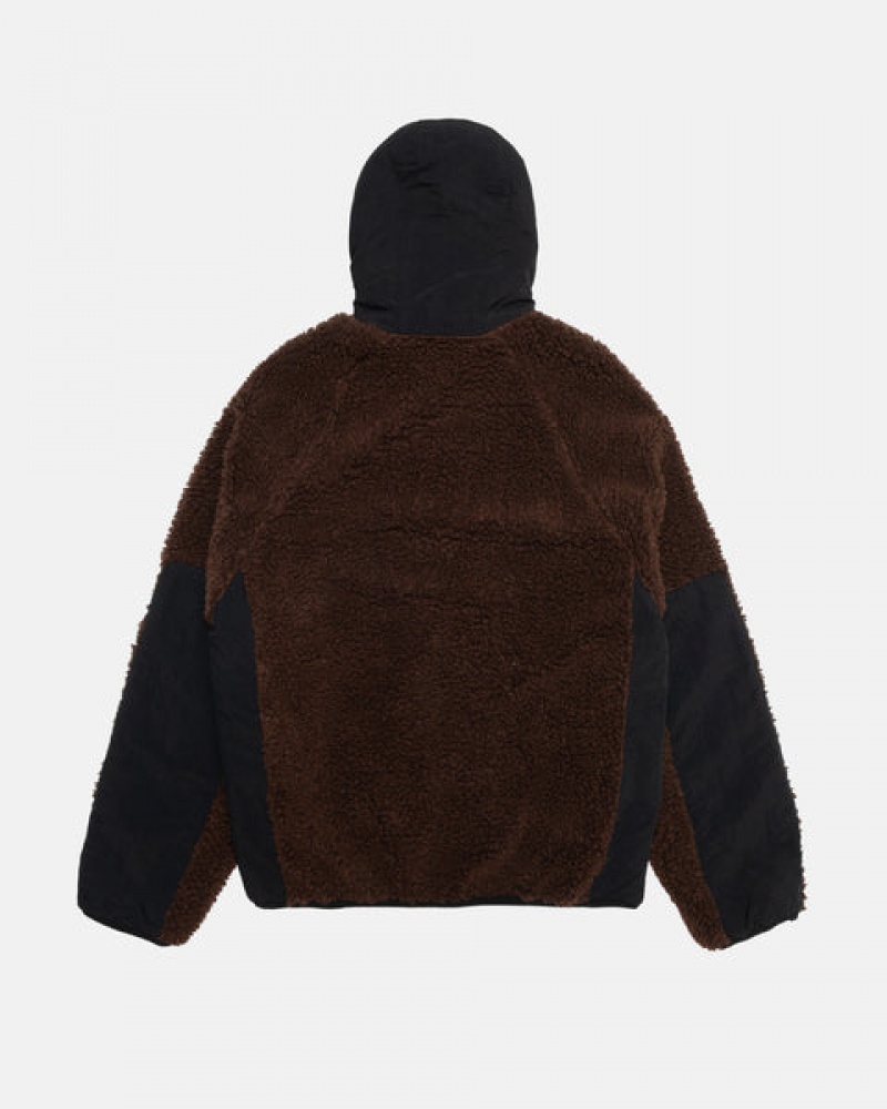 Geci Dama Stussy Sherpa Paneled Cu Glugă Jacket Maro | TIQ-8644