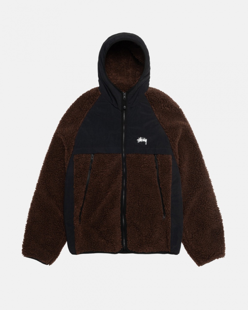 Geci Dama Stussy Sherpa Paneled Cu Glugă Jacket Maro | TIQ-8644