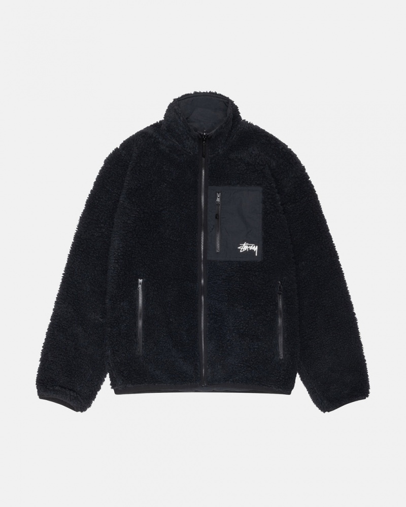 Geci Dama Stussy Sherpa Reversible Jacket Negrii | EKI-3185