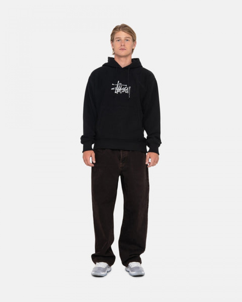 Hanorac cu Gluga Barbati Stussy Basic Applique Hoodie Negrii | BTU-4865