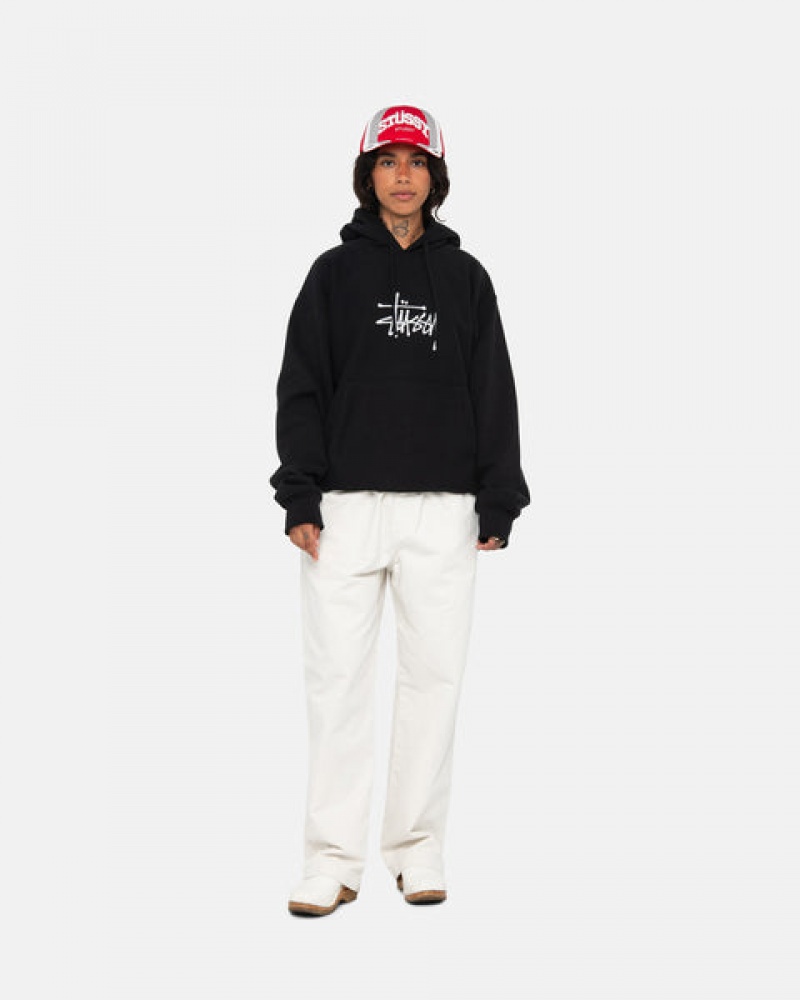 Hanorac cu Gluga Barbati Stussy Basic Applique Hoodie Negrii | BTU-4865