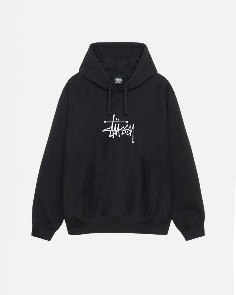 Hanorac cu Gluga Barbati Stussy Basic Applique Hoodie Negrii | BTU-4865