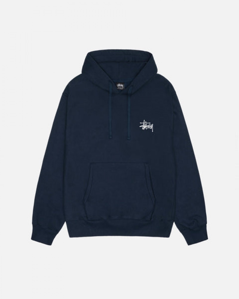 Hanorac cu Gluga Barbati Stussy Basic Stussy Hoodie Bleumarin | QBV-6150