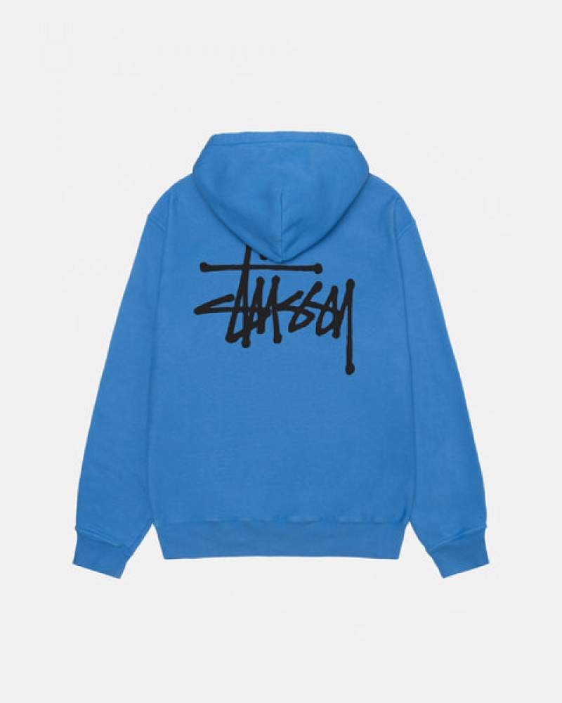 Hanorac cu Gluga Barbati Stussy Basic Stussy Hoodie Pigment Dyed Albastri | SAV-8746