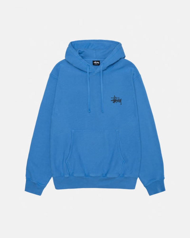 Hanorac cu Gluga Barbati Stussy Basic Stussy Hoodie Pigment Dyed Albastri | SAV-8746