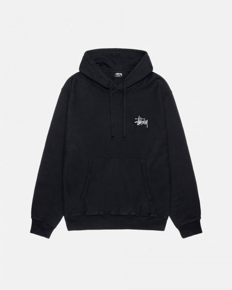 Hanorac cu Gluga Barbati Stussy Basic Stüssy Pigment Dyed Hoodie Negrii | NMA-7664