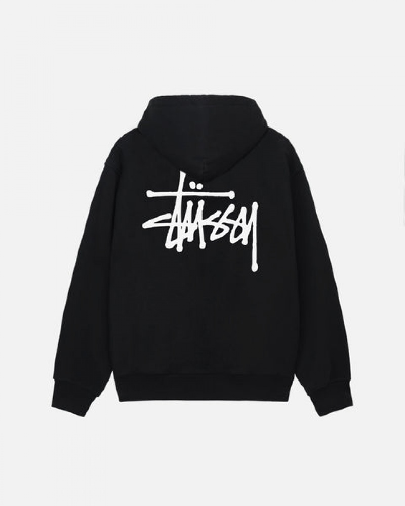 Hanorac cu Gluga Barbati Stussy Basic Stussy Zip Hoodie Negrii | TAK-1858