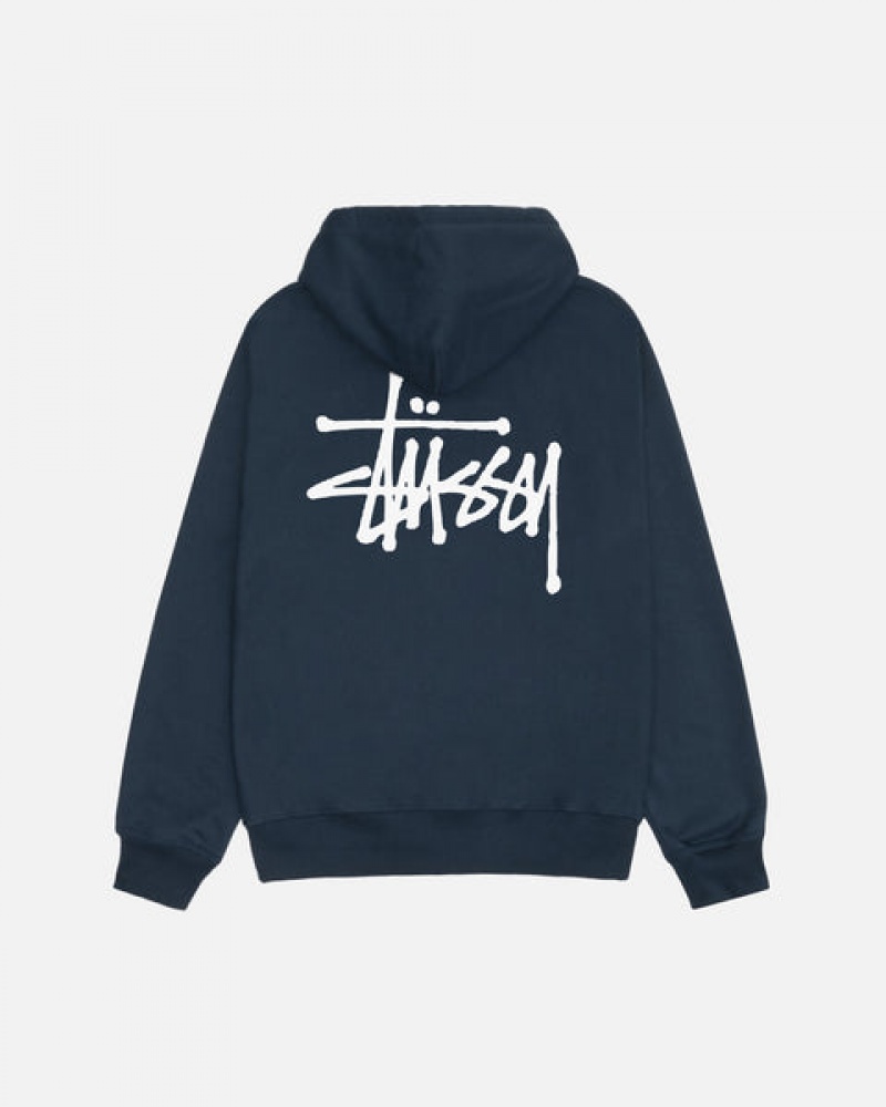 Hanorac cu Gluga Barbati Stussy Basic Stussy Zip Hoodie Bleumarin | VPI-5316