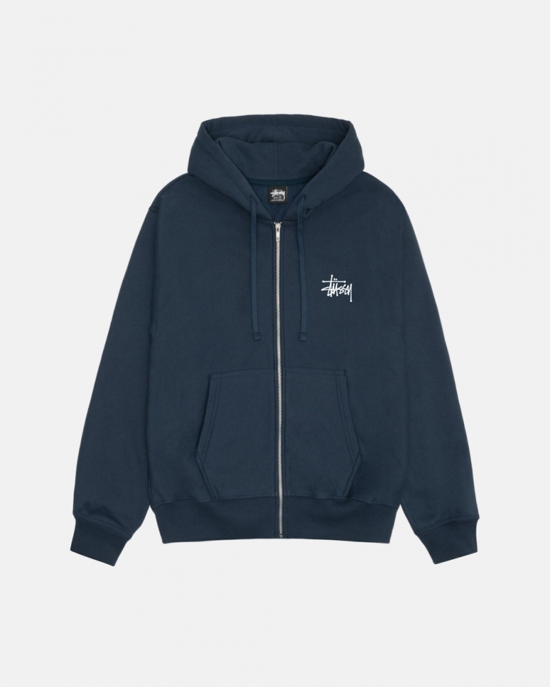 Hanorac cu Gluga Barbati Stussy Basic Stussy Zip Hoodie Bleumarin | VPI-5316