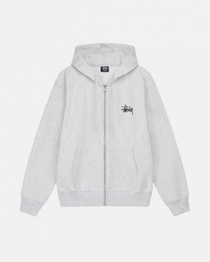 Hanorac cu Gluga Barbati Stussy Basic Stussy Zip Hoodie Gri | FXU-1333