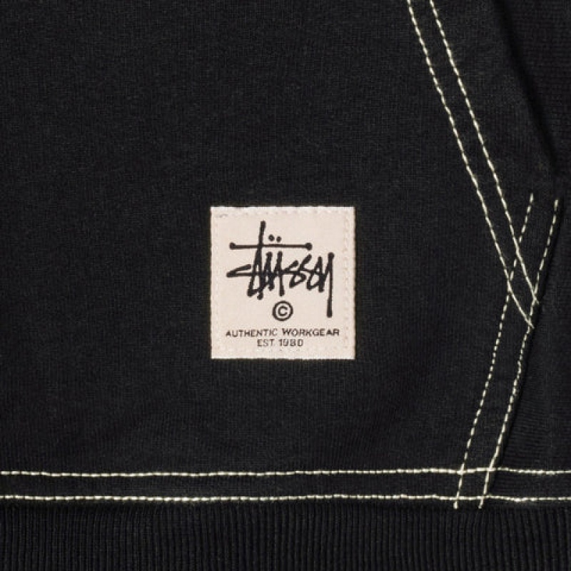 Hanorac cu Gluga Barbati Stussy Contrast Stitch Label Hoodie Negrii | ZMT-9061