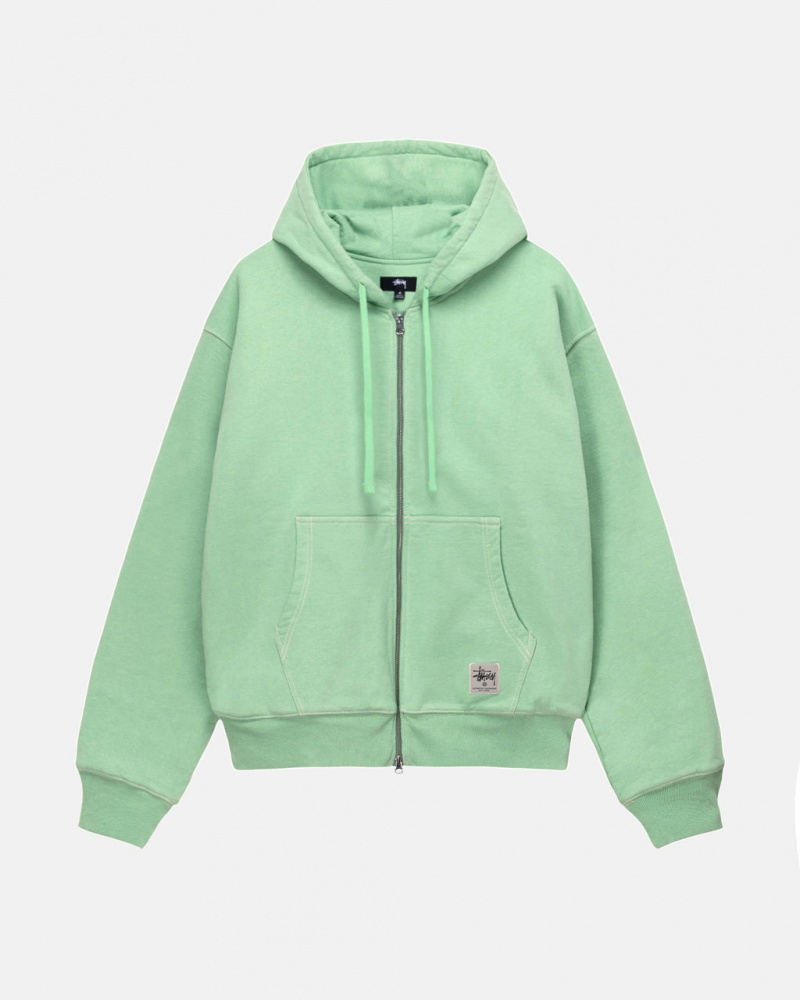 Hanorac cu Gluga Barbati Stussy Double Face Label Zip Hoodie Verzi | GIF-3715